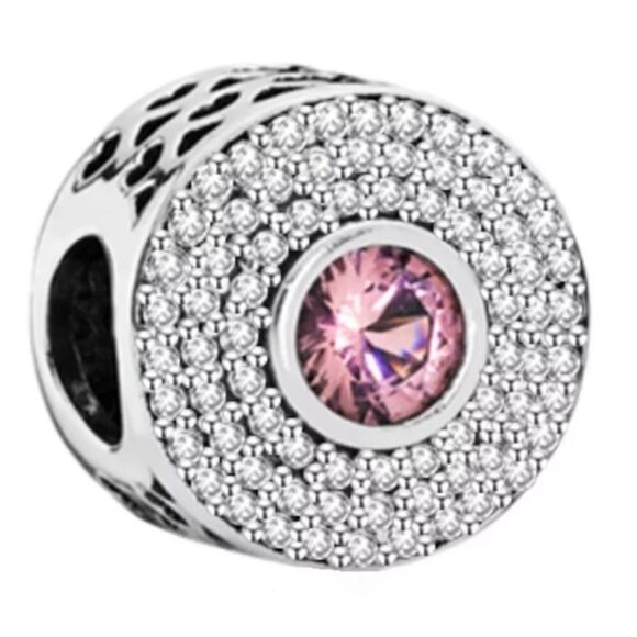 925 Sterling Silver Pink Wave Charm - Picture 1 of 6